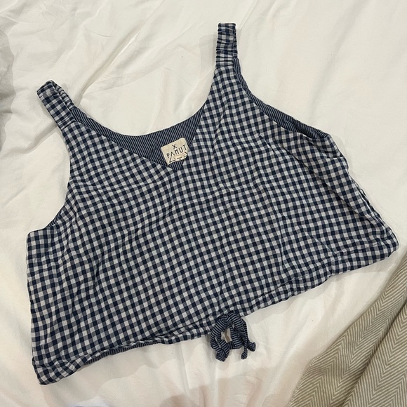 Pamut blue checkered cropped tank - Picture 4 of 6